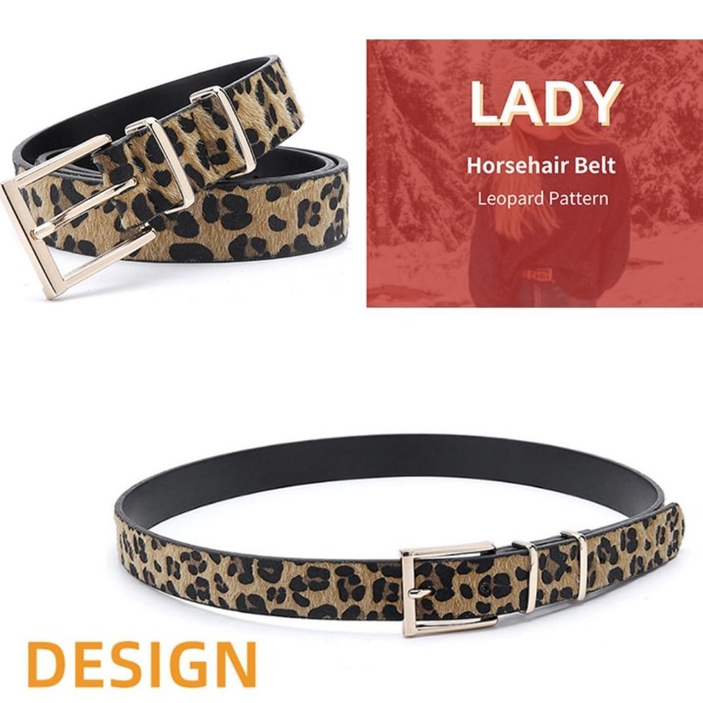 Leopard Belt Yellow Square Buckle Quality Medium - Picture 3 of 7